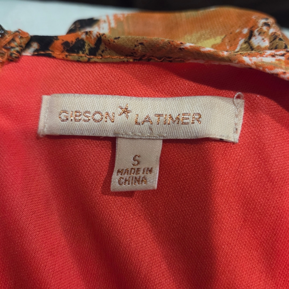 Gibson Latimer Orange Printed Flutter Maxi Dress - Picture 8 of 9